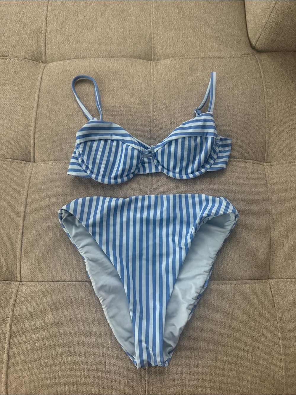 Dippin' Daisy's Blue and White Striped Kids Swim Bikini